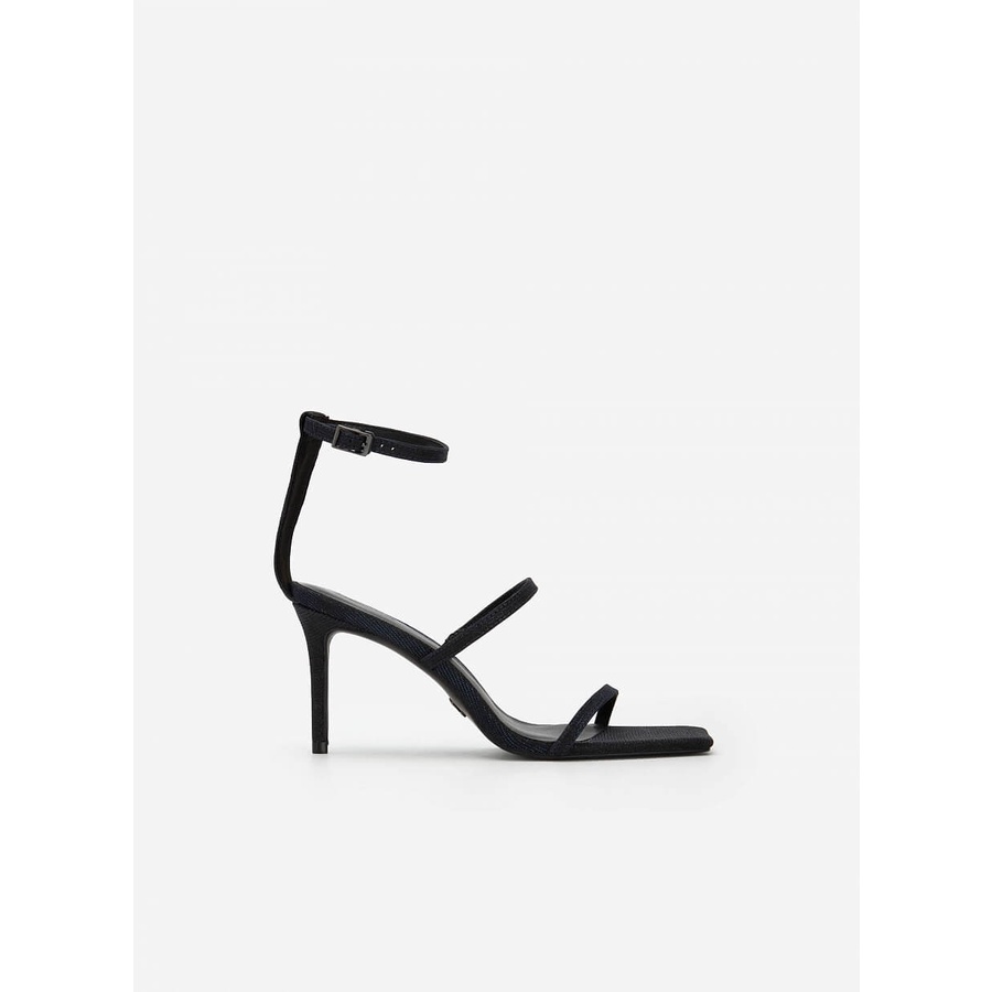 Vascara GIÀY SANDAL ANKLE STRAP QUAI KIM TUYẾN MŨI VUÔNG - SDN 0717 - MÀU ĐEN