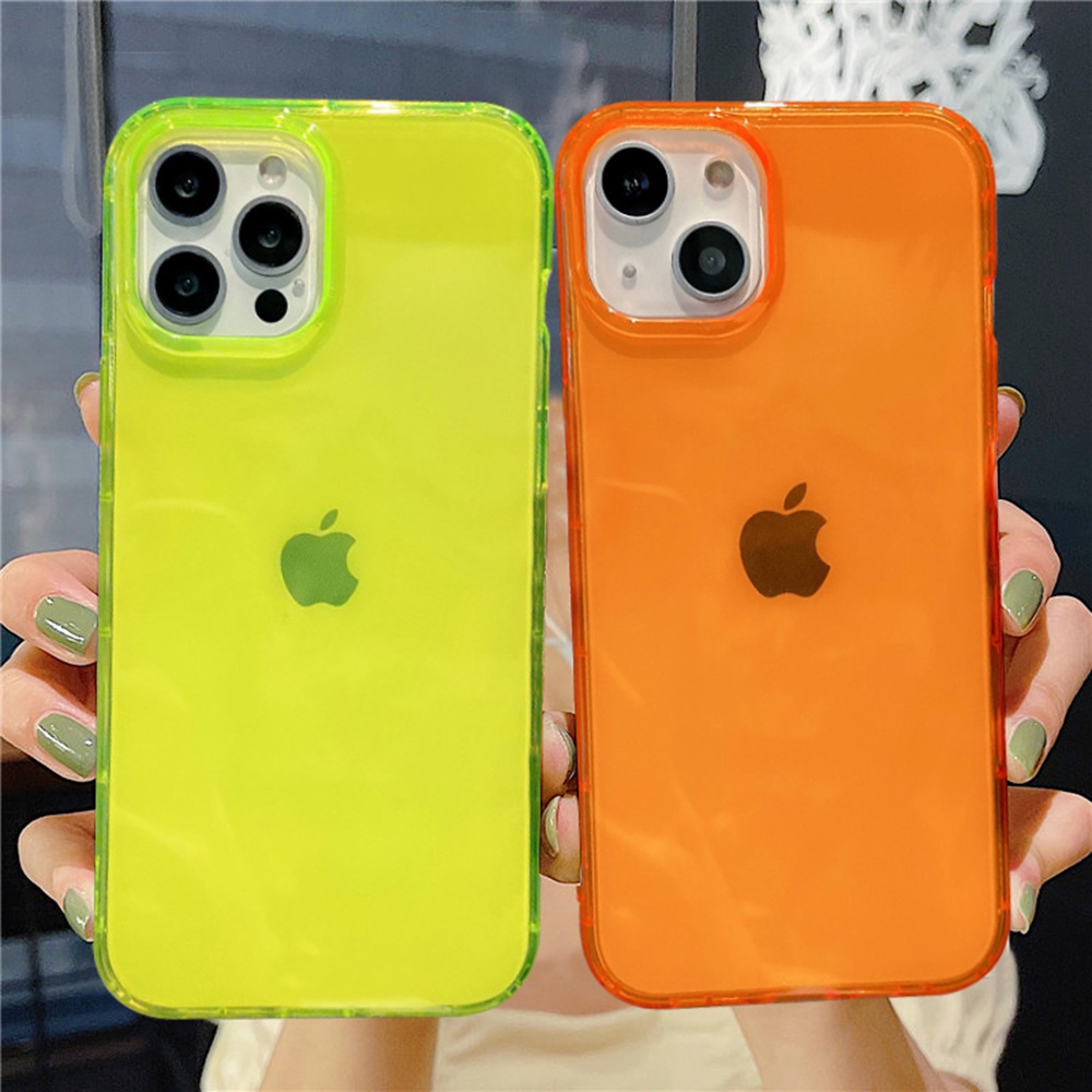 Ốp Điện Thoại Mềm Trong Suốt Màu Dạ Quang Chống Sốc Cho iPhone 13 Pro Max 11 12 Pro XR XS Max 7 8 Plus X