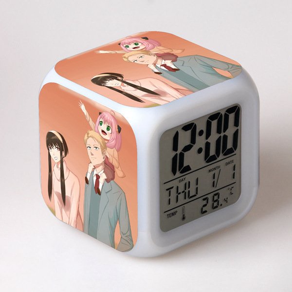 (nhiều mẫu) Đồng hồ báo thức in hình SPY x FAMILY gia đình điệp viên anime chibi dễ thương xinh xắn đèn LED đổi màu