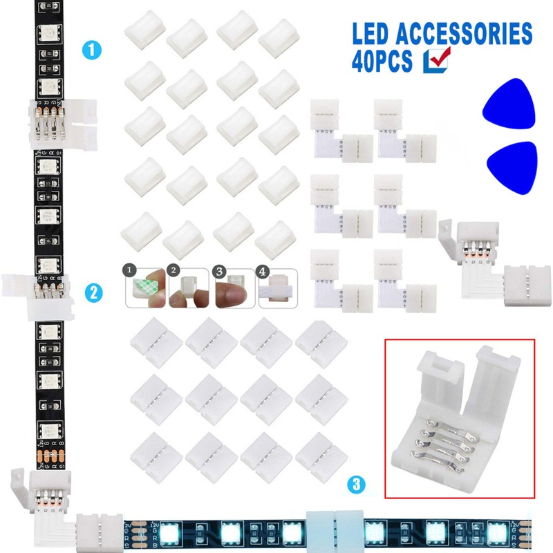 Set 40 Đầu Nối 4 Pin Chữ L Cho Dây Đèn LED 5050