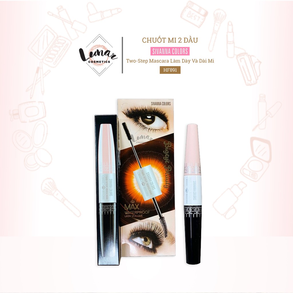 Chuốt Mi 2 Đầu Sivanna Two-Step Mascara Làm Dày Và Dài Mi HF891