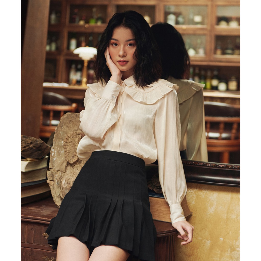 BLEUBIRD Áo sơ mi lụa tơ 2 lớp cổ CHLOE SHIRT