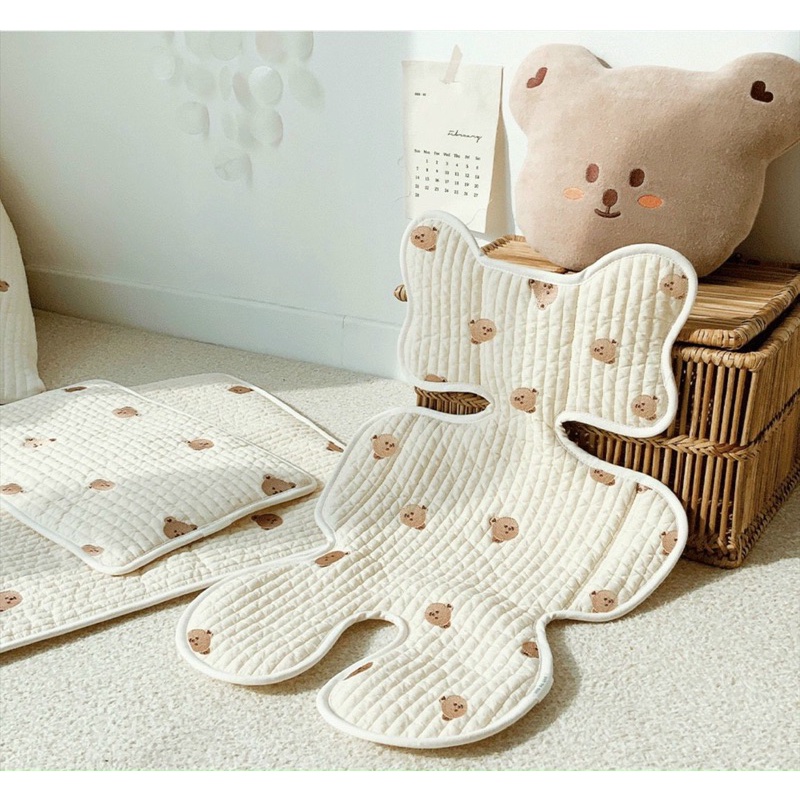 Tấm lót xe đẩy cho bé cotton mềm mại, thoáng khí, phong cách Hàn Quốc