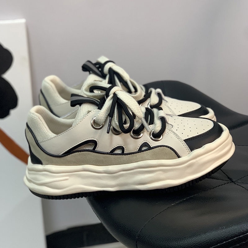 Giày thể thao nữ Ulzzang đế bánh mì độc đáo Giầy sneaker độn đế dây dôi Hot Trend 2022