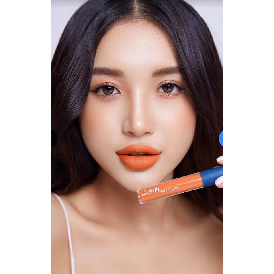 [Cam Vàng ]Son Cao Cấp Dolly Velvet Lips Blue Classic Màu Cam Vàng Chất Son Mềm Mịn Như Nhung