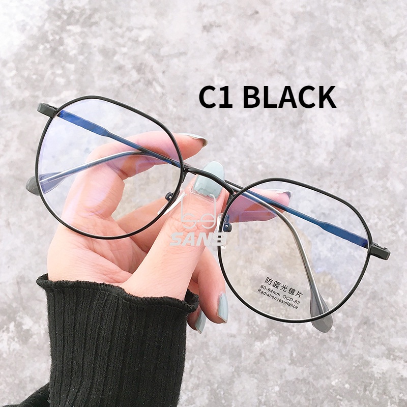 Round Spek Spec Anti Blue Light Blocking Glasses Anti-blue computer metal frame Women Eyeglasses cermin mata