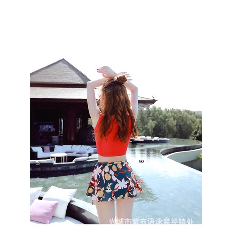 Bộ bơi bikini 3 mảnh áo+váy+quần đùi siêu xinh