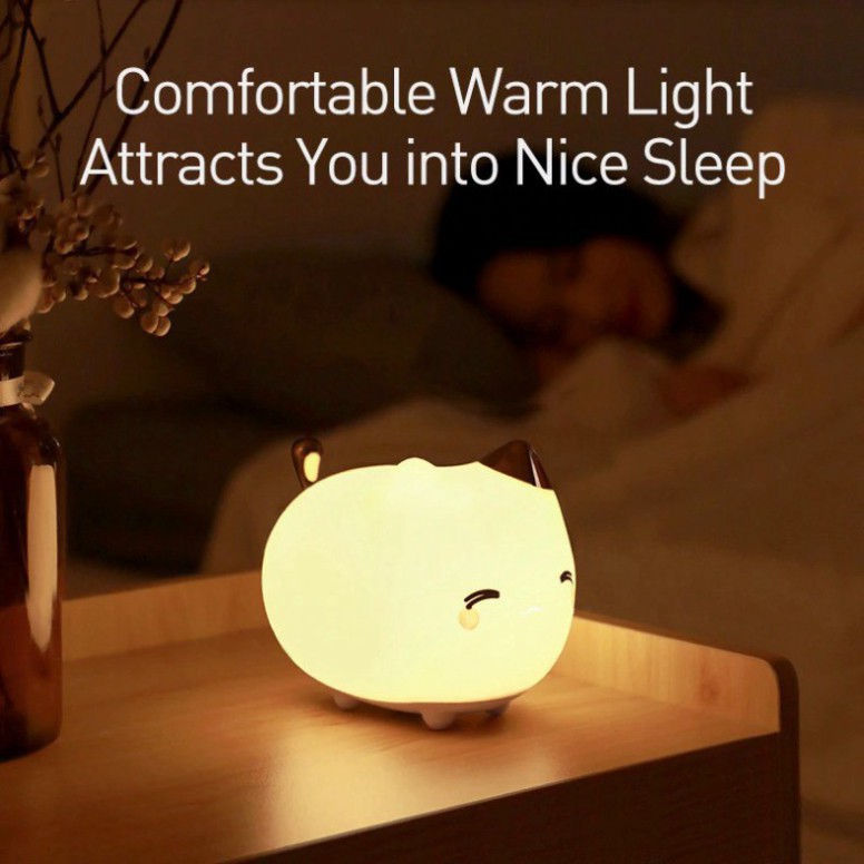 [CHÍNH HÃNG] Đèn LED, Đèn Ngủ Hình Thú Dễ Thương Baseus Cute Series Silicone Night Light Với Dung Lượng Pin 1100mah, Cảm