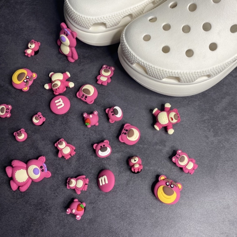 Jibbitz, Sticker Gắn Trang Trí Giày Dép Crocs Hình Gấu Đỏ