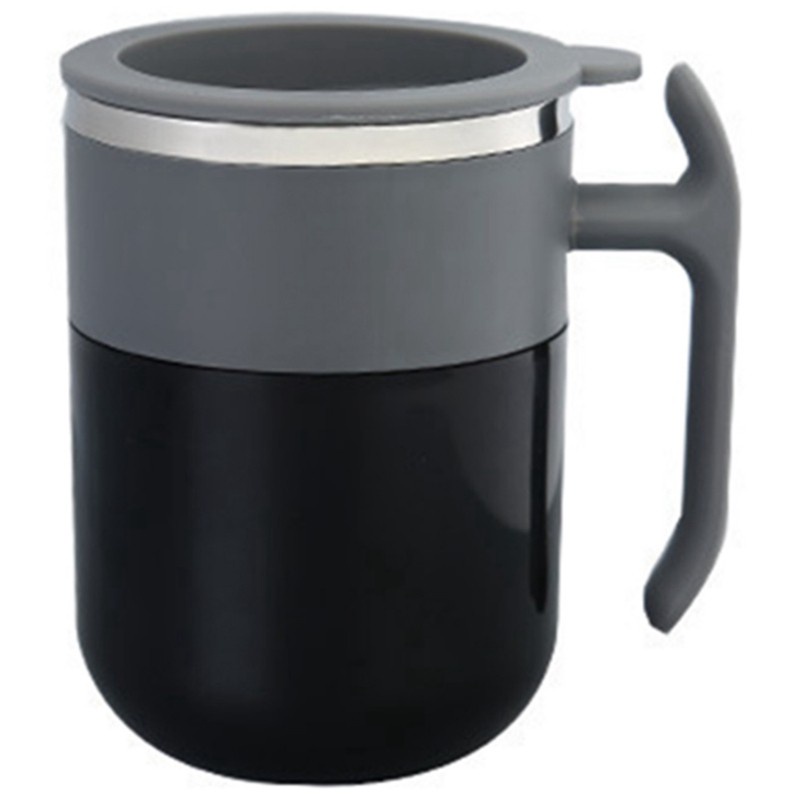 2x No Battery Automatic Self Stirring Mug Cup Coffee Milk Mixing Mug Temperature Adjustment Black+Gray & White+Gray