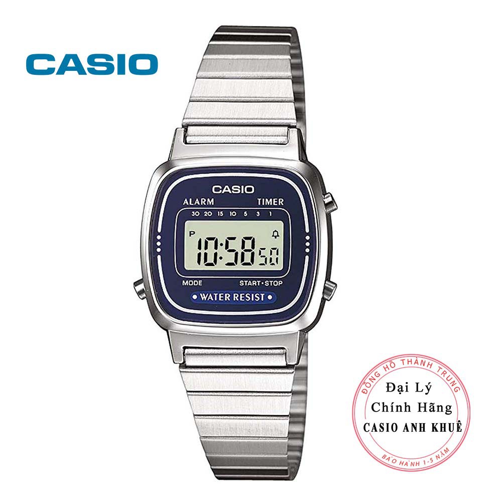 Đồng hồ điện tử nữ Casio LA670WA-2DF dây kim loại