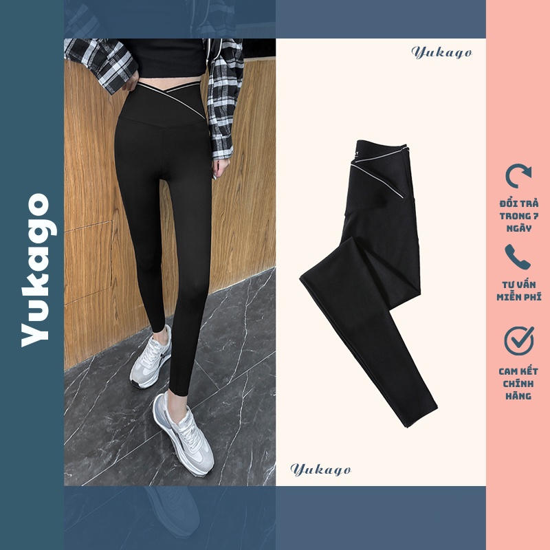 Quần legging nữ cạp cao chéo dáng sport gen bụng nâng mông YUKAGO TD555222