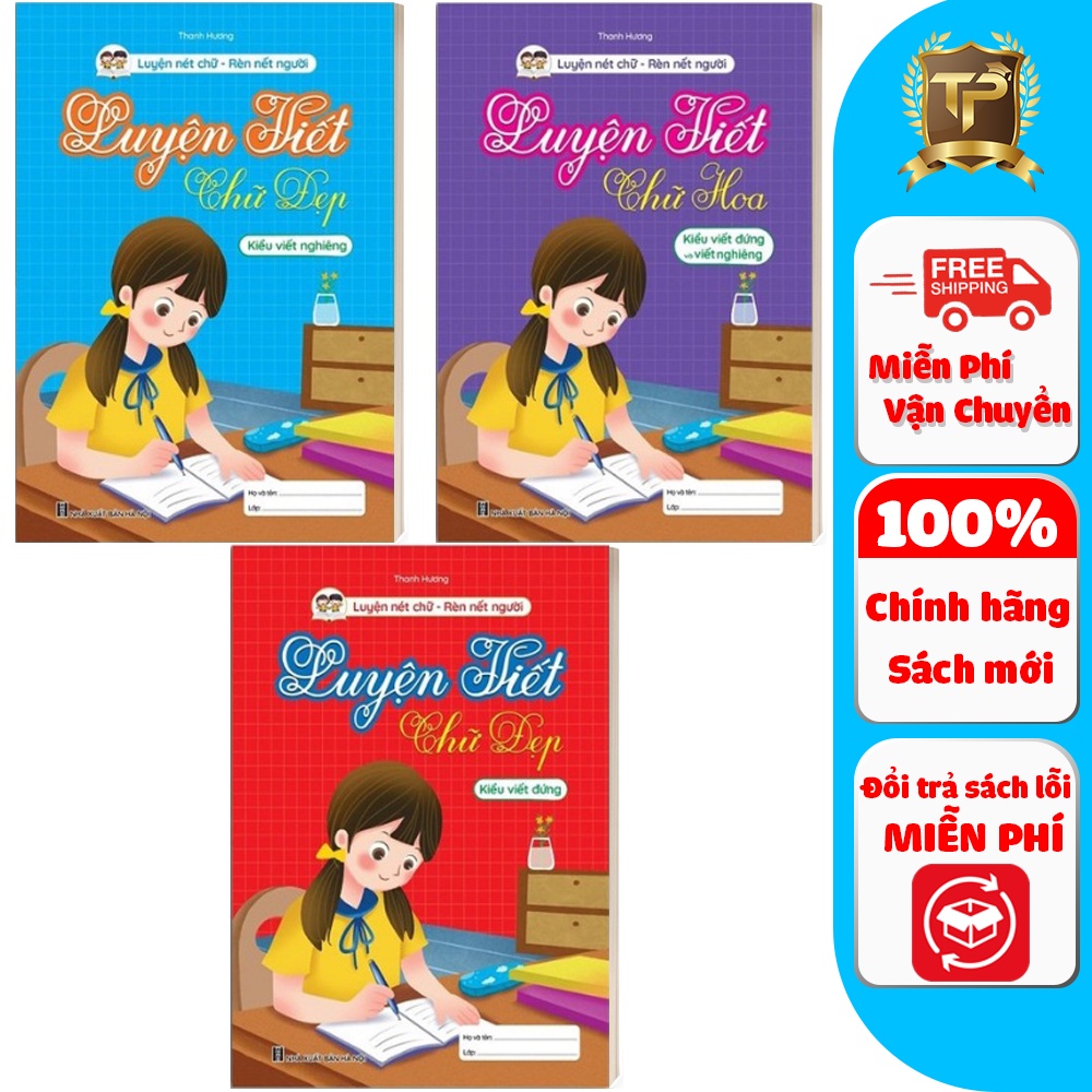 Sách - Luyện viết chữ đẹp cho các bé tiểu học (Luyện viết chữ thường, chữ hoa, chữ đứng, chữ nghiêng) (3 cuốn)