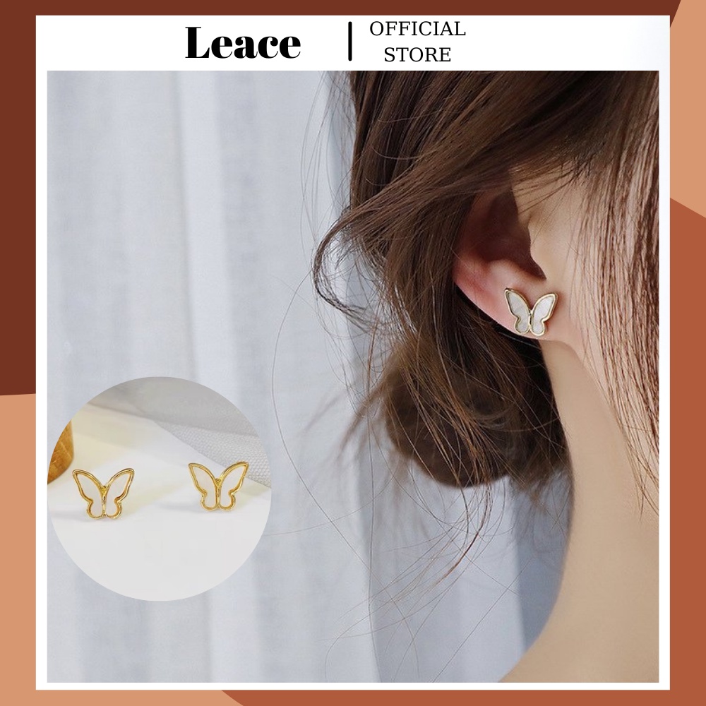 Bông tai khuyên tai hình bướm cánh xà cừ phong cách Hàn Quốc ER032,033 Leace.accessories