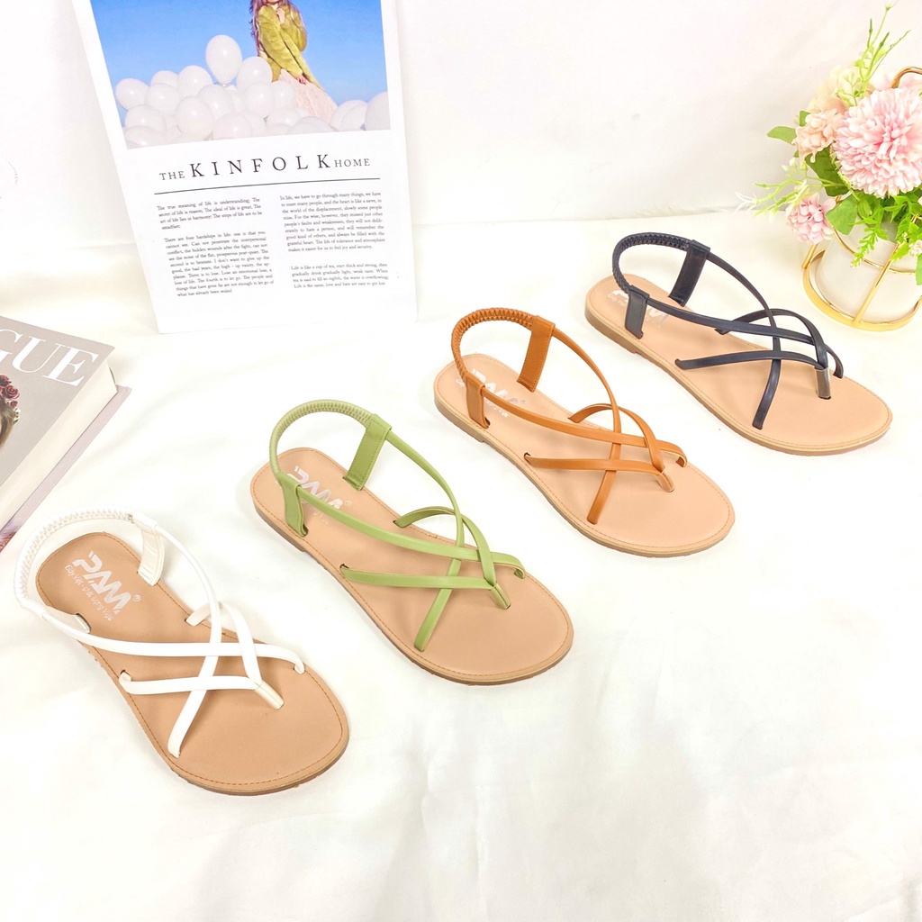 Giày Sandal Đế Bệt PAM Giày Việt - Chất Lượng Việt Quai Chéo Màu Sắc Trang Nhã Cao Cấp Êm Ái - SDBT901 - Size 35-39