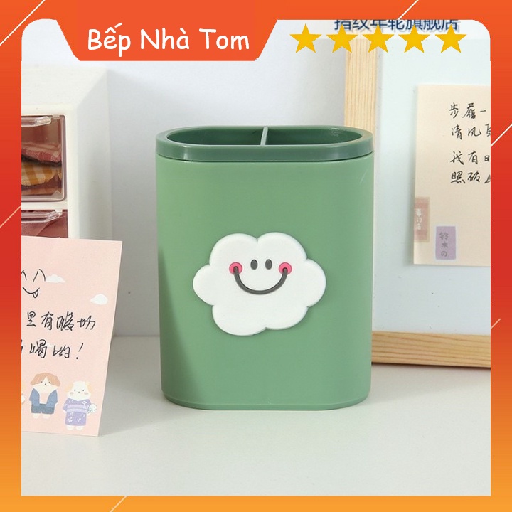 Ống Cắm Bút 2 Ngăn In Hoạ Tiết Cute