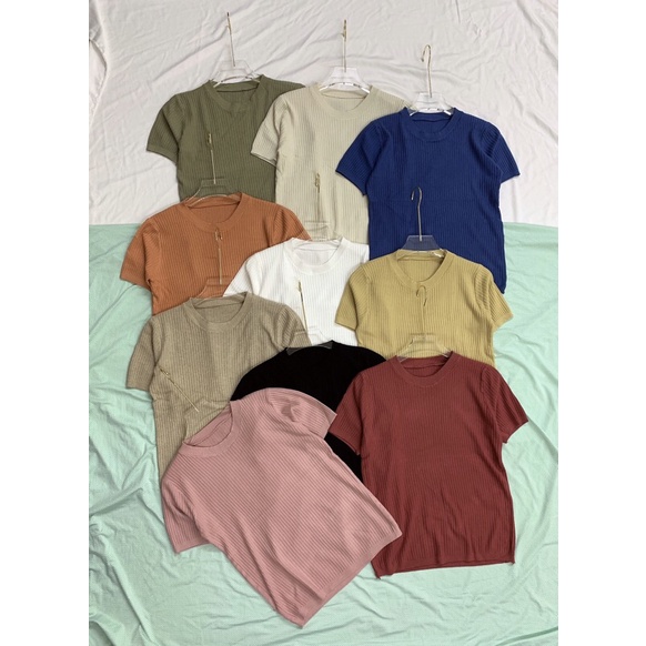 áo len trơn cổ tròn cộc tay basic (2394#) | BigBuy360 - bigbuy360.vn