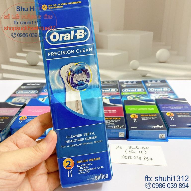 Đầu bàn chải điện thay thế oral b: prowhite, floss action, cross, precision, gum care, sensitive, bé trai, bé gái elsa