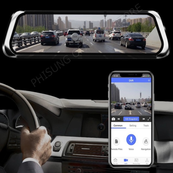 Camera hành trình gương ô tô cao cấp thương hiệu Phisung 4G Wifi GPS 10'' cao cấp E08-E - Hàng Nhập Khẩu Chính Hãng {CHÍ