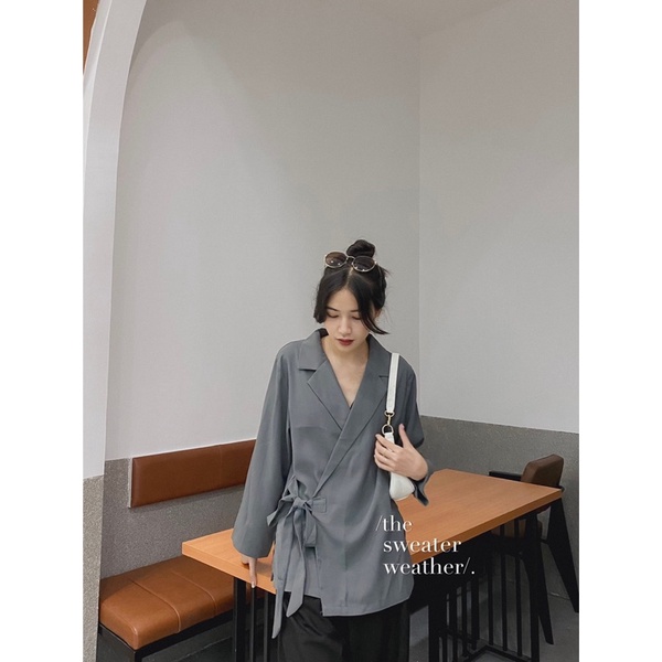 Áo sơ mi vạt chéo thắt nơ chất trượt ulzzang ( Ảnh thật ) | BigBuy360 - bigbuy360.vn