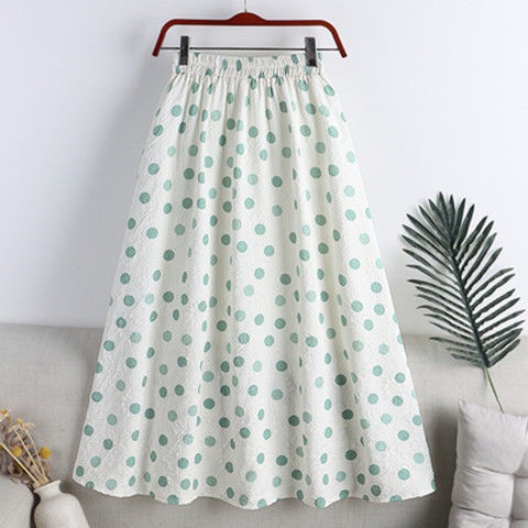 Chân Váy Dài Dáng Chữ a Lưng Thun Họa Tiết Chấm Bi Thời Trang Mùa Hè