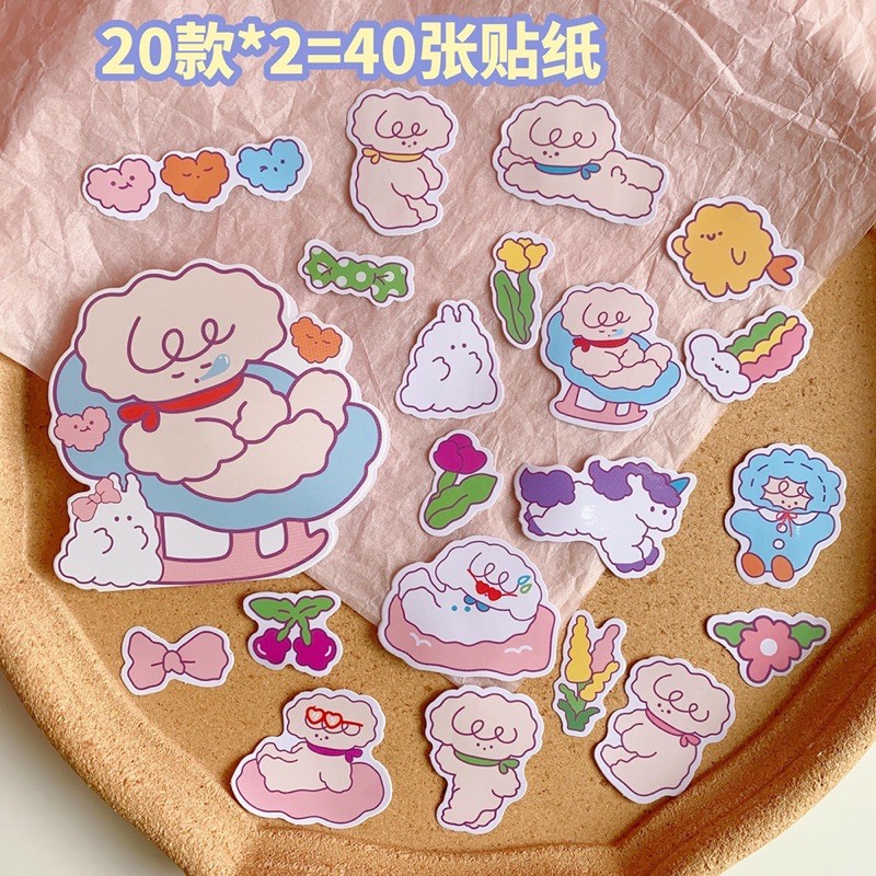 Set 40 tấm sticker mẫu gấu