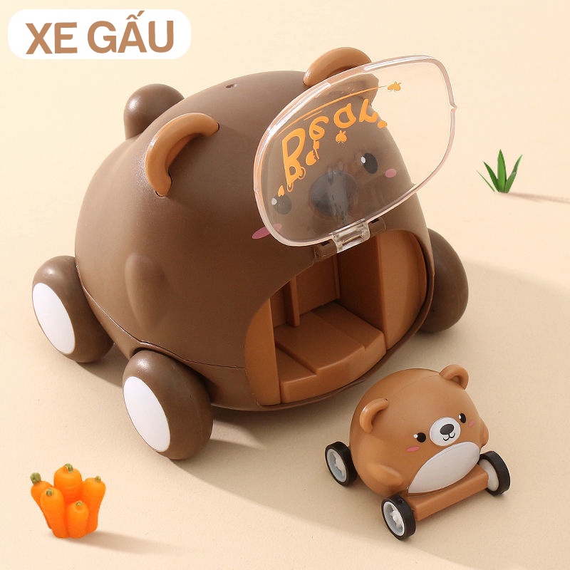 Xe đồ chơi cho bé trai bé gái hình thú cưng có thể chạy trớn XDC12-XETHU KIDS GARDEN