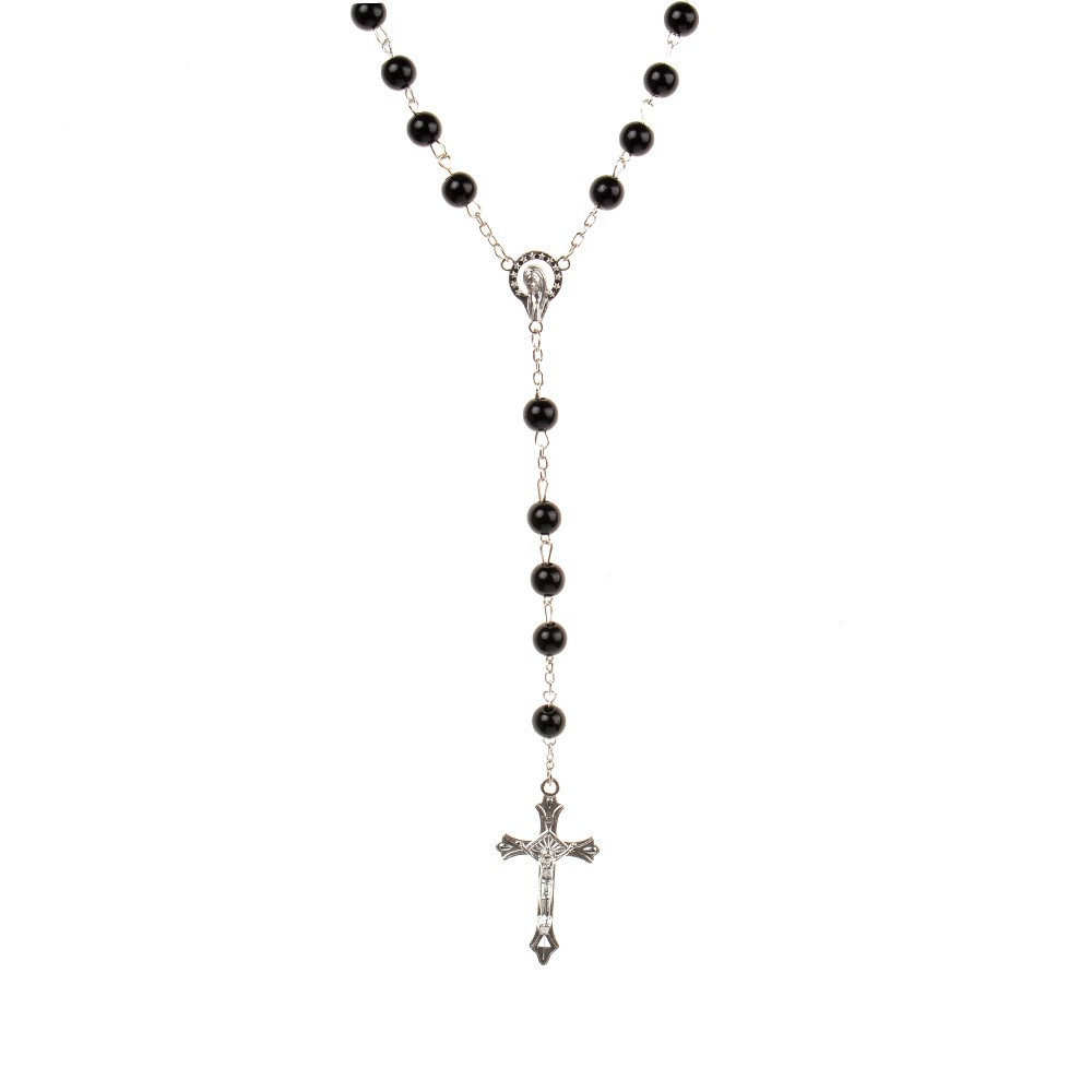 Dây chuyền nữ dạng hạt mạ bạc mặt hình cây thánh giá & trinh nữ Mary
