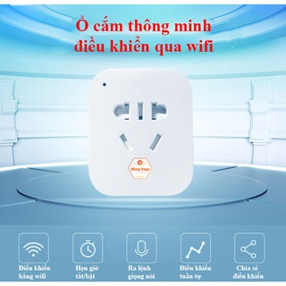 (App Tiếng Việt) Ổ cắm thông minh điều khiển từ xa qua wifi có nút tắt/bật trực tiếp, điều khiển giọng nói, có hẹn giờ