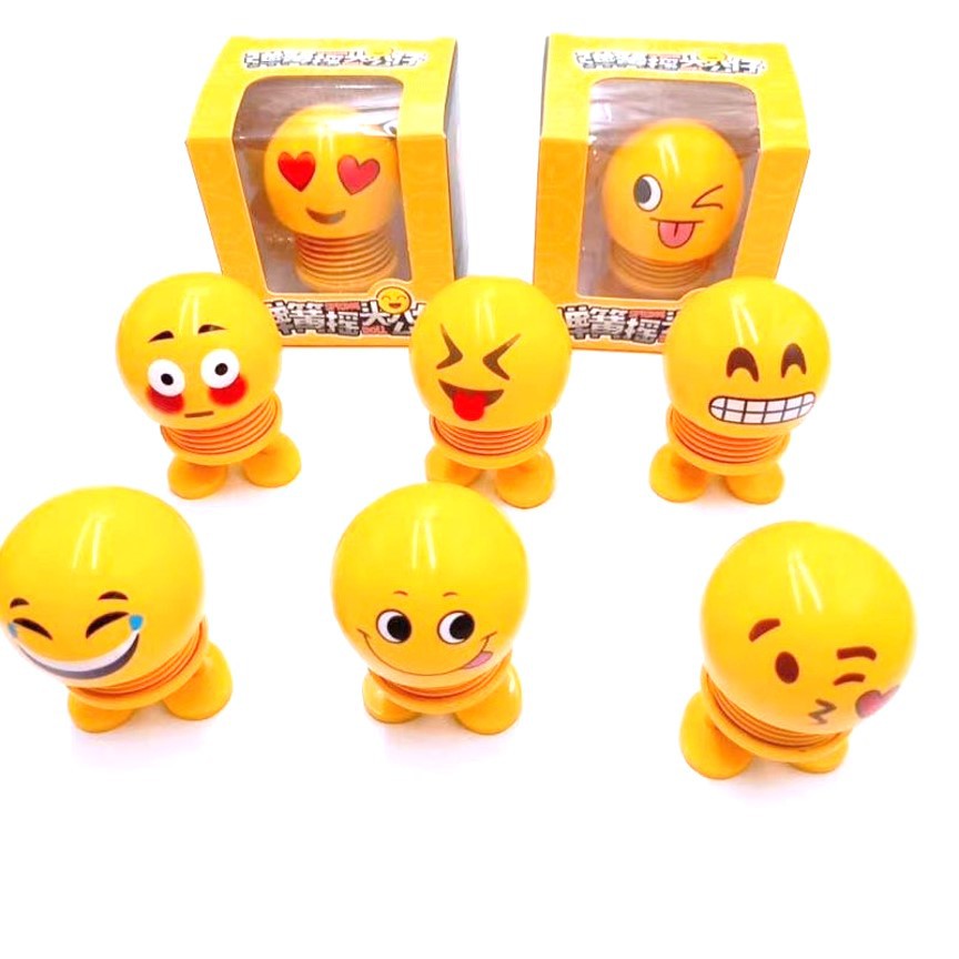 Bộ 4 con Lật Đật Icon Lò Xo Nhún Xả Stress - Lật Đật Emoji Trang Trí Xe Ôto, bàn làm việc