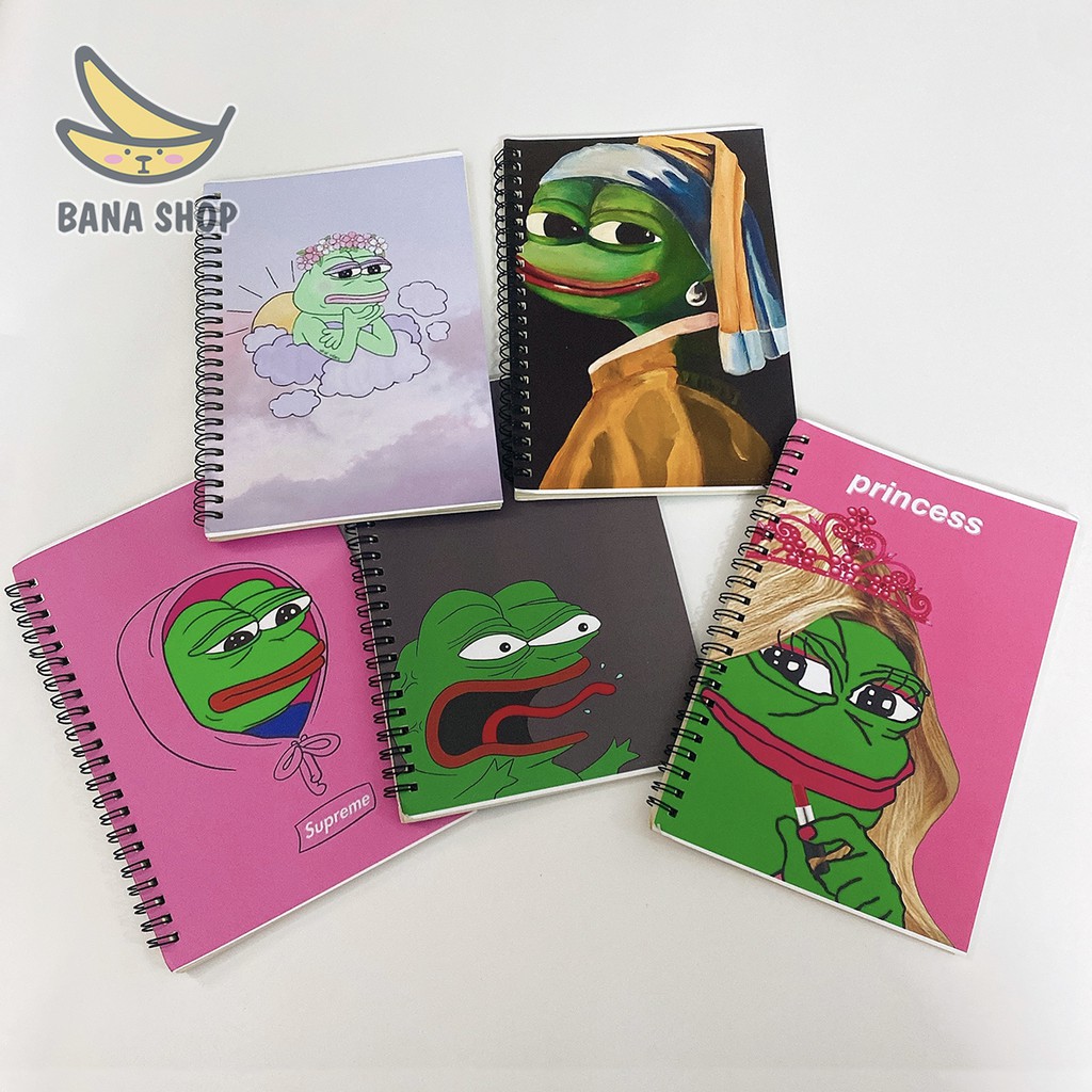 Sổ lò xo size A5 100 trang ếch xanh Pepe the frog siêu bựa vozer