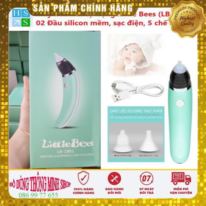 Máy hút mũi trẻ em điện tử LITTLE BEES (LB-1801) - Hút mũi trẻ sơ sinh tự động với đầu silicon siêu mềm, êm ái, an to