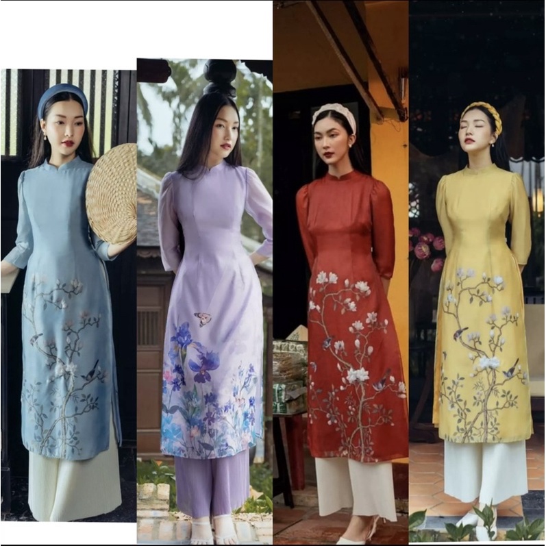 ÁO DÀI TRUYỀN THỐNG ÁO DÀI CÁCH TÂN 4 TÀ ĐẸP CHẤT LIỆU TƠ ÓNG CAO CẤP NHIỀU MÀU SẮC RỰC RỠ