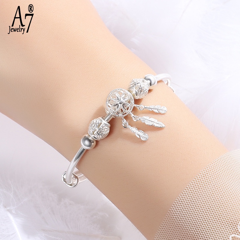 Vòng tay hở mạ bạc 925 có thể điều chỉnh dành cho nữ