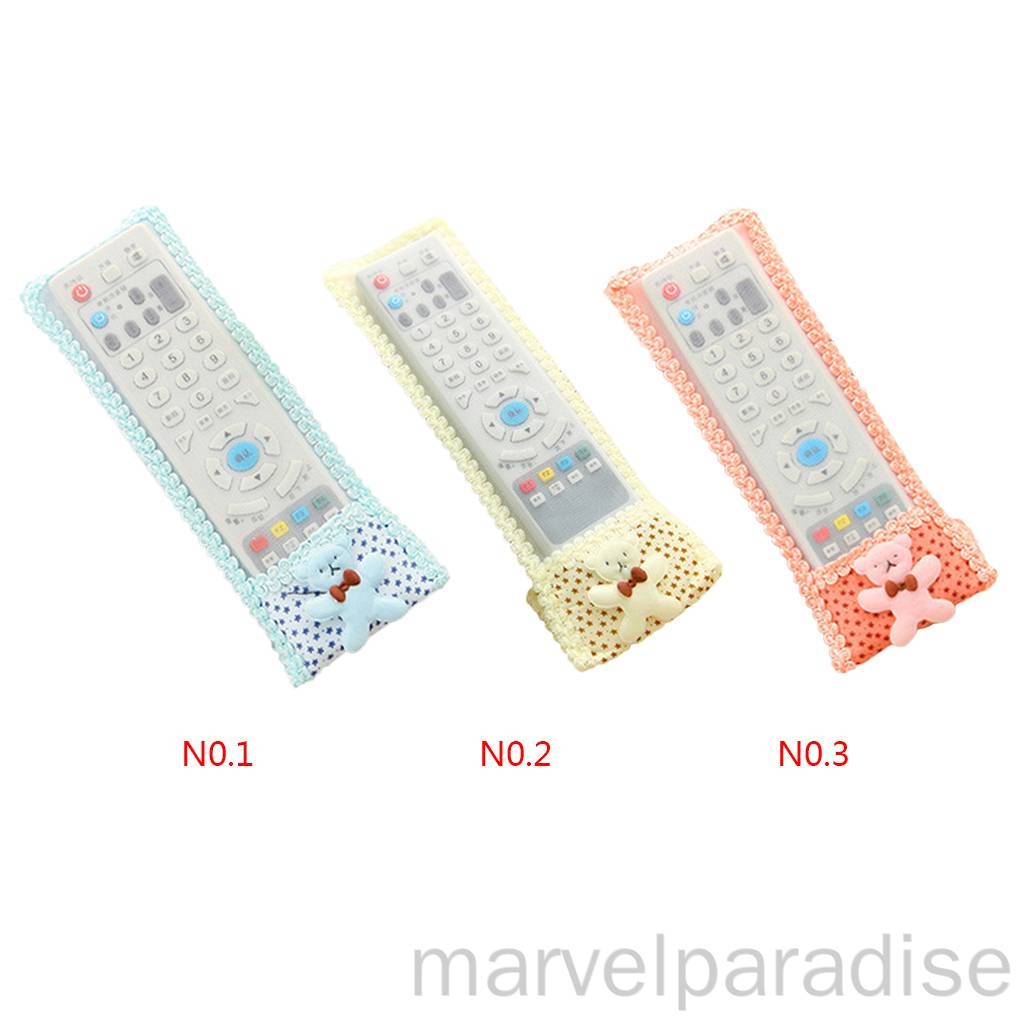 Vỏ bọc bảo vệ điều khiển từ xa tivi máy lạnh viền ren trang trí gấu hoạt hình cỡ S/ M/ L