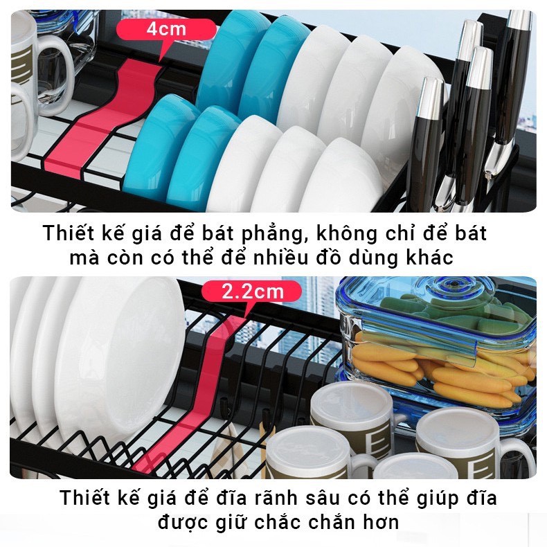 [Mã LIFEMALL2505 giảm 10% đơn 250K] Kệ Chén Bát Nhà Bếp Đa Năng 1 Tầng SENNAI Sơn Tĩnh Điện 5 Lớp Cao Cấp