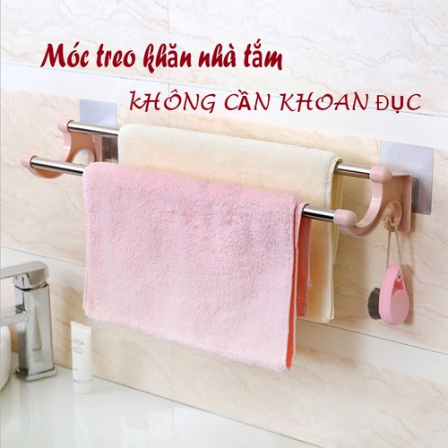 Giá treo khăn nhà tắm- Giá treo khăn đa năng 2 tầng dán tường không khoan đục