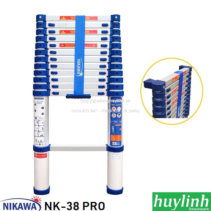Thang nhôm rút đơn Nikawa NK-38 PRO - 3.8 mét - New 2021