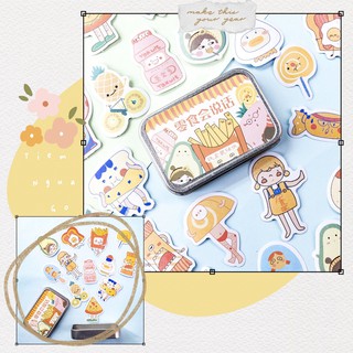 HỘP THIẾC HÌNH DÁN STICKER - SNACKS - Tiệm Ngựa Gỗ