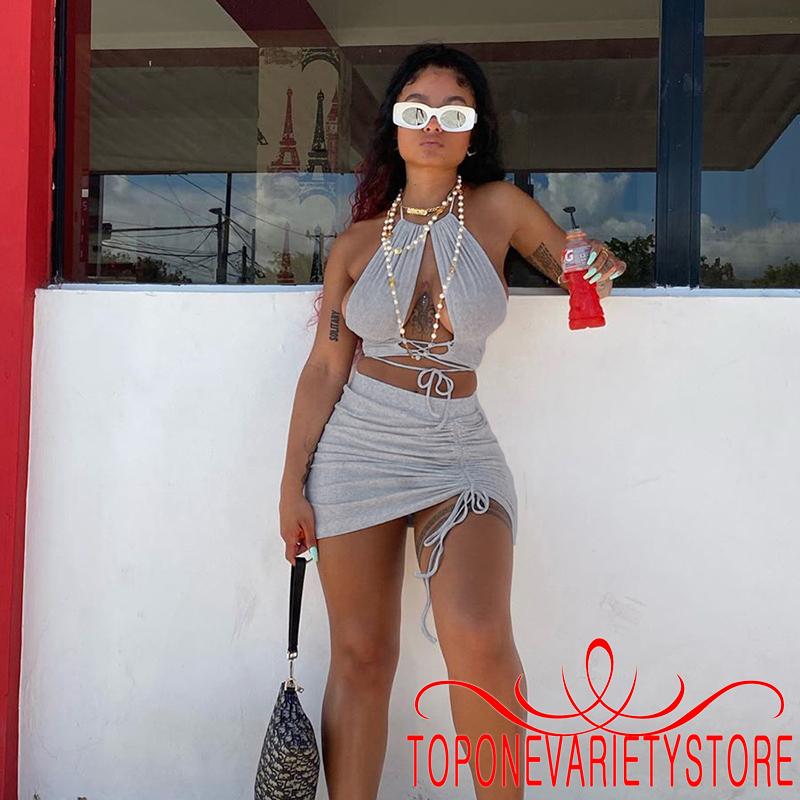 TOPQ-Women´s Outfits, Sleeveless Hollow-out Camisole and Skirt Two-piece Suit | BigBuy360 - bigbuy360.vn