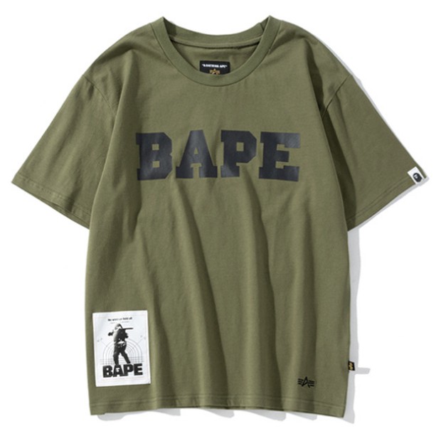 Mới Áo Thun BAPE Ngắn Tay Họa Tiết Rằn Ri