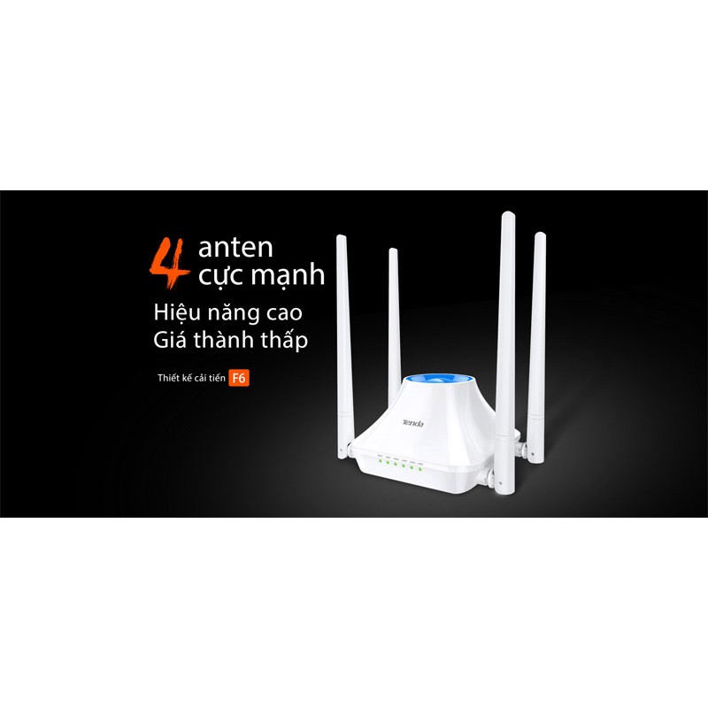 Bộ phát WiFi Tenda F6 V3 4 Angten 5dBi chuẩn N 300Mbps tem Microsun (Hãng phân phối chính thức) | BigBuy360 - bigbuy360.vn