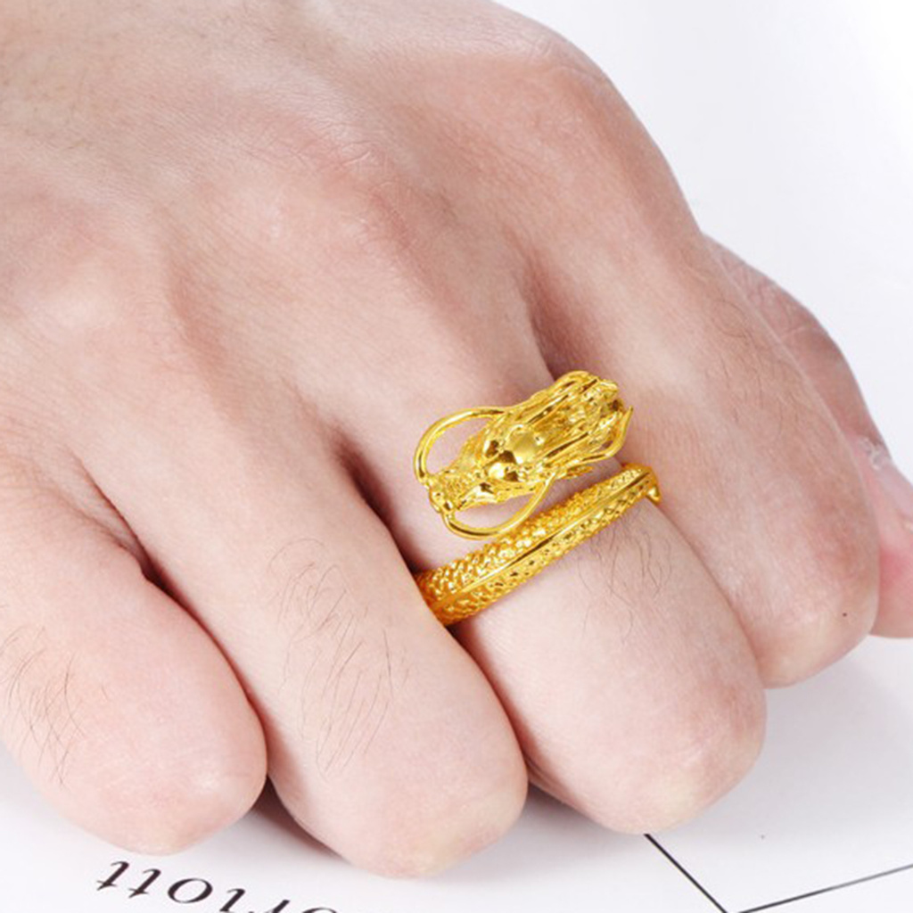 Nhẫn Hở Chạm Khắc Hình Rồng Phong Cách Cổ Điển Cho Nam