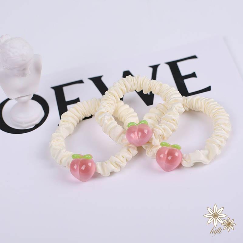 Dây Buộc Tóc In Họa Tiết Quả Đào Thời Trang Cho Nữ