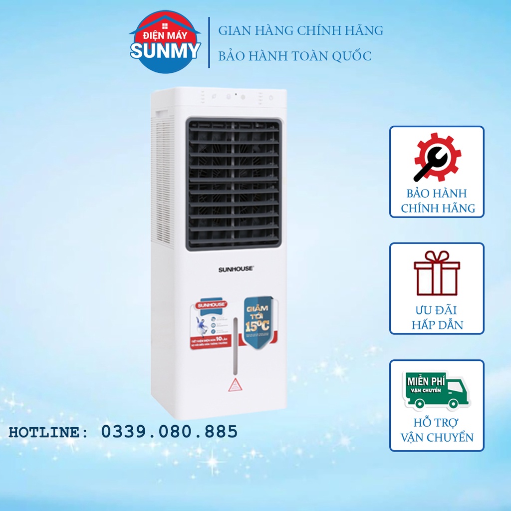Quạt điều hòa hơi nước Sunhouse SHD7717 13L có remote - bảo hành chính hãng - Điện máy Sunmy