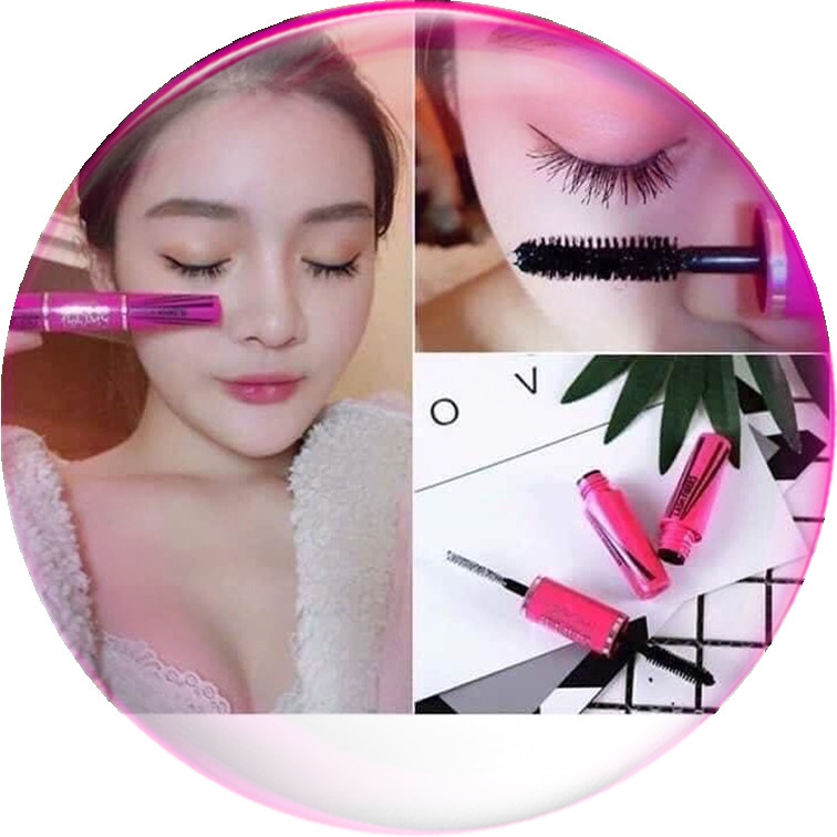 Mascara 4D - 2 in 1 Mistine Super Model Thái Lan - Mi dài và dày gấp 400% lần (Màu hồng)