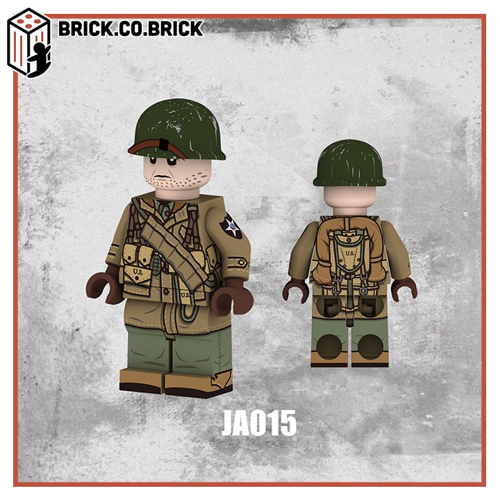 Lính Mỹ &amp; Lính Trung Quốc Mô Hình Đồ Chơi Lắp Ráp Non LEGO Lính Quân Đội Thế Chiến Minifigure Soldier WWII JA015 JC016