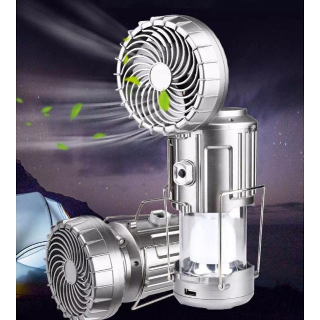 Đèn năng lượng mặt trời kèm quạt tích điện và sạc điện thoại 3in1 tiện lợi đi du lịch dã ngoại