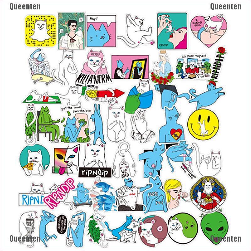 ★Queen★50Pcs Funny RIPNDIP Stickers bomb Skateboard Luggage Laptop Decals