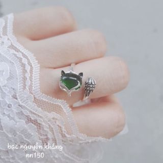 Nhẫn hồ ly bạc ta đính đá phong thủy